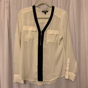Express black & white blouse